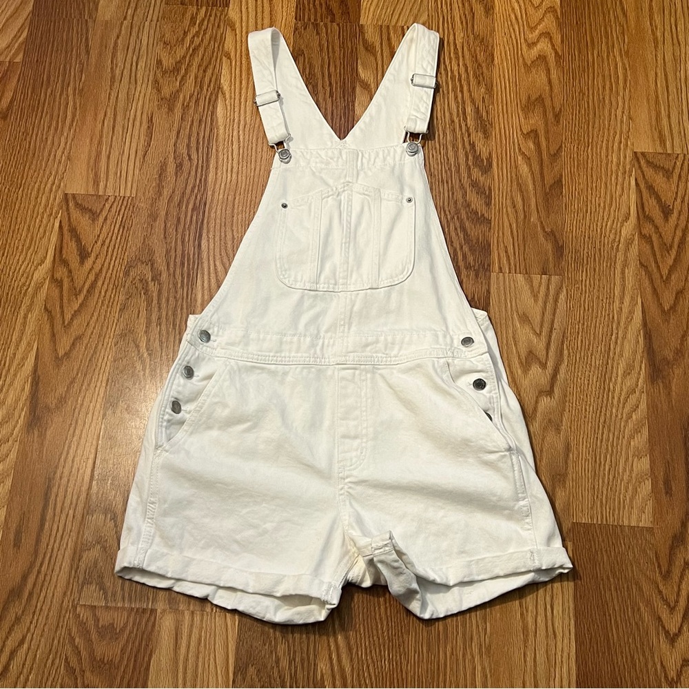 Old Navy White Denim Short Overalls